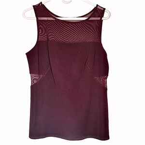Bailey 44 Sleeveless Top Burgundy w Mesh Yoke and Side Cutouts 90’s